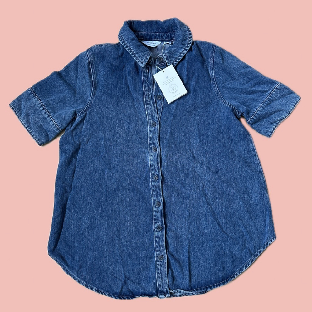Seraphine Denim Button-Down Shirt - Blue